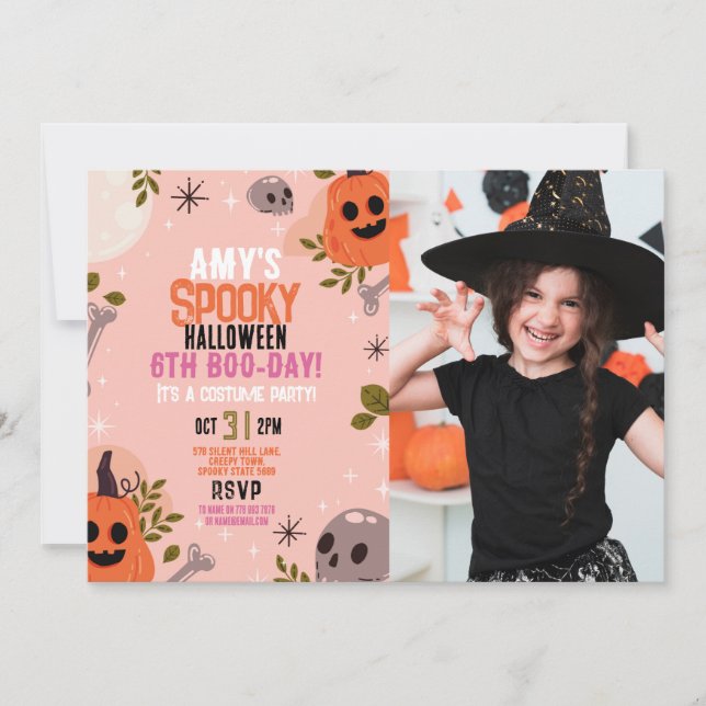 Invitación Fotos Cumpleaños de Halloween - cualquier edad - F (Anverso)