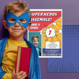 Invitación Fotos cumpleaños de superhéroe de historietas y ch