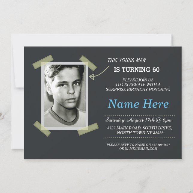 Invitación Fotos Cumpleaños Vintage Black Invitan a los hombr (Anverso)
