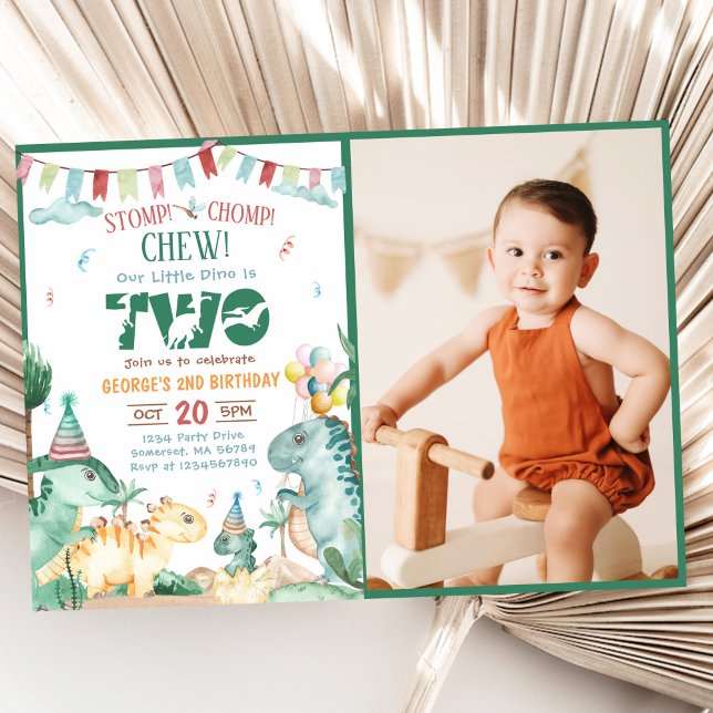 Invitación Fotos de 2º cumpleaños de STOMP CHOMP y CHEW Dinos (Subido por el creador)