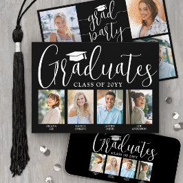 Invitación Fotos de 4 Graduados Fiesta de Graduación Conjunta