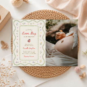 Invitación Fotos de Baby Shower de Flor Silvestre Pequeño Bic