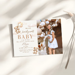 Invitación Fotos de Baby Shower Elegante de Osito Teddy We Ca