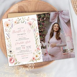 Invitación Fotos de Baby Shower Floral Little Bundle