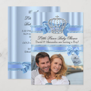 Invitación Fotos de Baby Shower Niño del Príncipe Azul de la