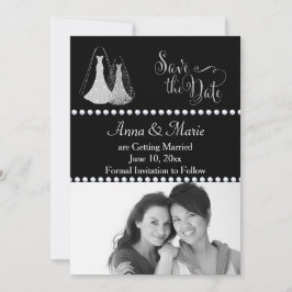 Invitación Fotos de boda gay para salvar la fecha en plata