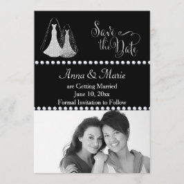 Invitación Fotos de boda gay para salvar la fecha en plata