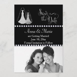 Invitación Fotos de boda gay para salvar la fecha en plata
