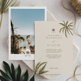 Invitación Fotos de Bodas Bohemias de Palmeras con Acuarela T