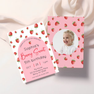 Invitación Fotos de cumpleaños de fresa Berry Sweet