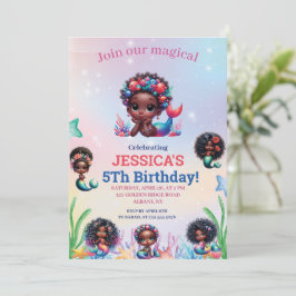 Invitación Fotos de cumpleaños de la sirena afroamericana