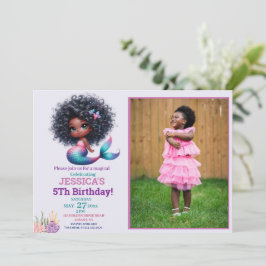 Invitación Fotos de cumpleaños de la sirena afroamericana