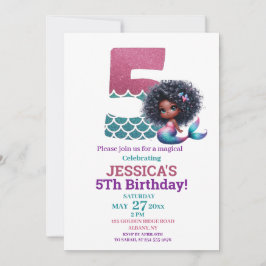 Invitación Fotos de cumpleaños de la sirena afroamericana