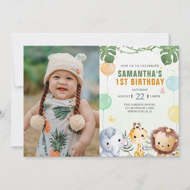 Invitación Fotos de cumpleaños de los niños de Woodland, amig (Anverso)