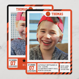 Invitación Fotos de Cumpleaños de Perfil de Baloncesto para N