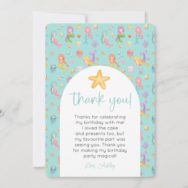 Invitación Fotos de cumpleaños de Sirena Gracias (Anverso)