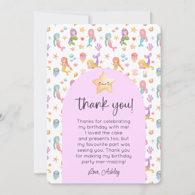 Invitación Fotos de cumpleaños de Sirena Gracias (Anverso)