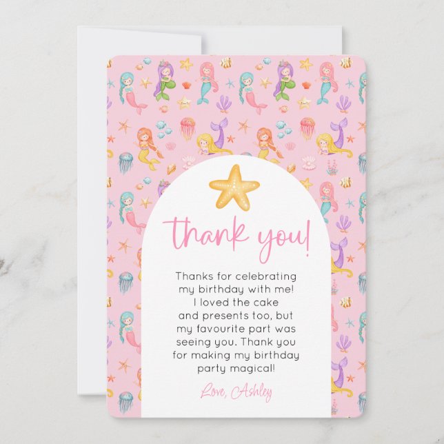 Invitación Fotos de cumpleaños de Sirena Gracias (Anverso)