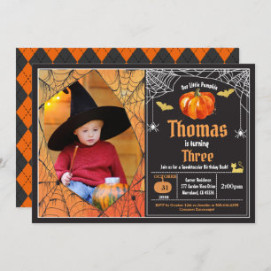 Invitación Fotos de cumpleaños de un niño calabaza de Hallowe