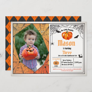 Invitación Fotos de cumpleaños de un niño calabaza de Hallowe