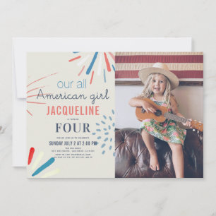 Invitación Fotos de cumpleaños del Chica estadounidense 4 de