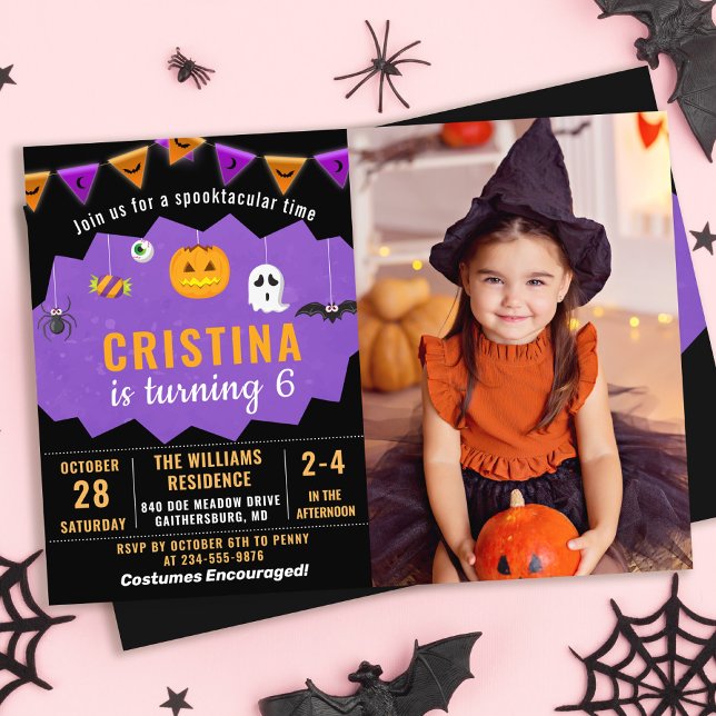Invitación Fotos de cumpleaños en Spooktacular de Purple Blac (Subido por el creador)