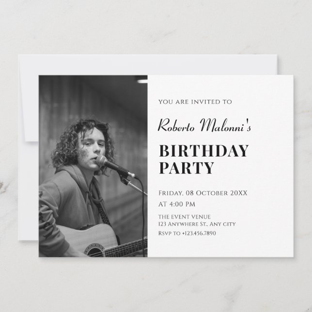 Invitación Fotos de cumpleaños minimalista moderno (Anverso)