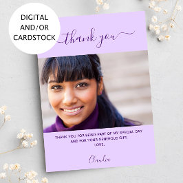 Invitación Fotos de cumpleaños violeta púrpura gracias