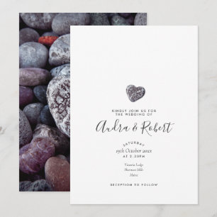 Invitación Fotos de descubrimiento de corazón de guijarros mi