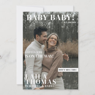 Invitación Fotos de estilo de portada de Baby Shower Magazine