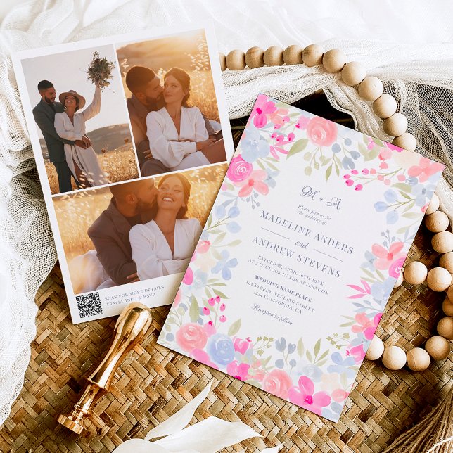 Invitación Fotos de flores silvestres pastel en el jardín bod (Subido por el creador)