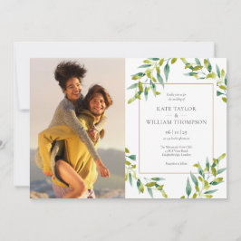 Invitación Fotos de follaje botánico verde boda