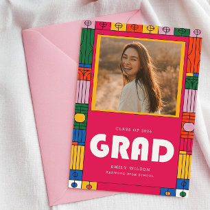Invitación Fotos de Graduación Retro Modernas con Estilo