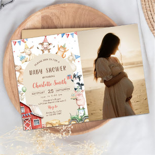Invitación Fotos de Granjas de Animales Adorables para Baby S