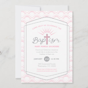 Invitación Fotos de halo de bautismo y personalizado cruzado