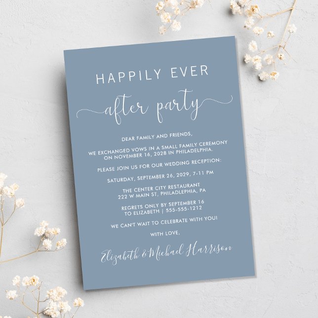 Invitación Fotos de Happily Ever After Polvo Azul Polvoriento (Your love story deserves a grand celebration!)