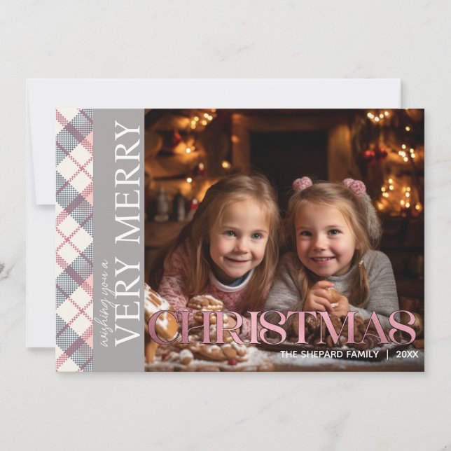 Invitación Fotos de la familia navideña Merry (Anverso)