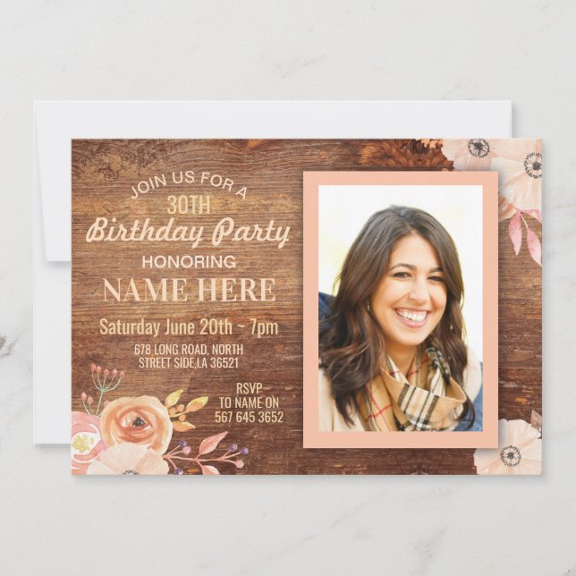 Invitación Fotos de la fiesta de cumpleaños invitan a la made (Anverso)