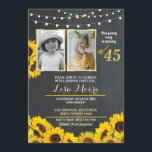 Invitación Fotos de la fiesta de cumpleaños Sunflower Chalk 2<br><div class="desc">Invitación a la foto con flores,  Añada su foto a esta invitación de tiza de estilo vintage. Agregue cualquier edad. Se incluye la impresión posterior.</div>