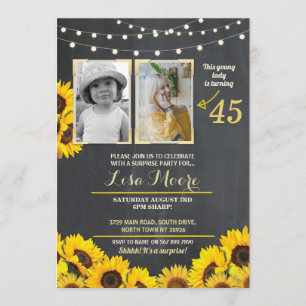 Invitación Fotos de la fiesta de cumpleaños Sunflower Chalk 2