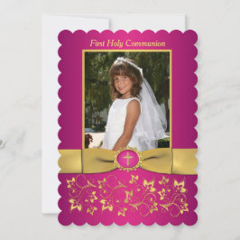 Invitación Fotos de la Santa Comunión de la Vieira de RIBBON 