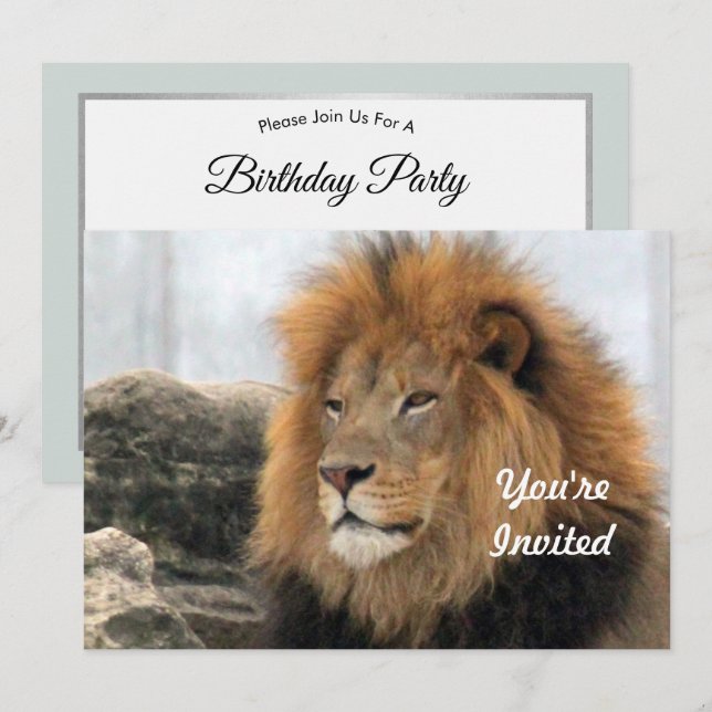 Invitación Fotos de leones salvajes Cumpleaños (Anverso / Reverso)