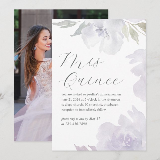 Invitación Fotos de los 15 Años de San Quinceañera (Anverso / Reverso)