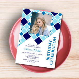 Invitación Fotos de marco digital azul de la Marina moderna c