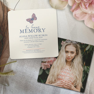 Invitación Fotos de mariposa de crema de coral en el aniversa
