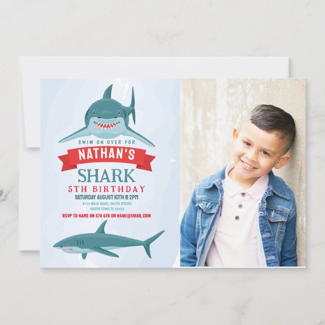 Invitación Fotos de natación de la fiesta de cumpleaños de lo (Anverso)