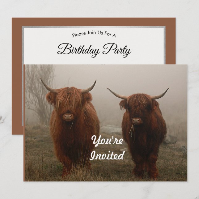 Invitación Fotos de niebla de ganado en Highland (Anverso / Reverso)