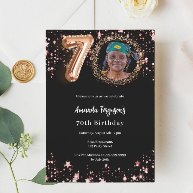 Invitación Fotos de oro de rosa negro estrellas de 70 años (Subido por el creador)