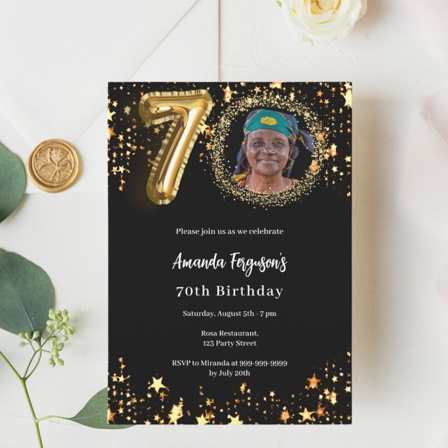 Invitación Fotos de oro negro de 70 años (Subido por el creador)