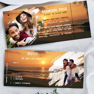 Invitación Fotos de Pase de Abordar Boletos de Bodas Playa RS